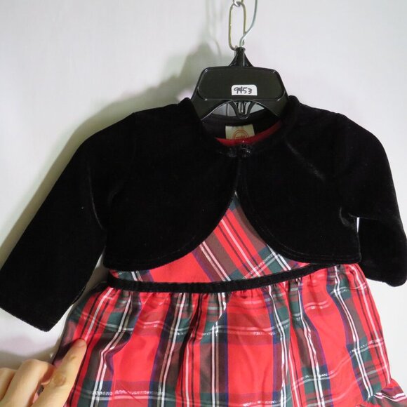 Plaid Dress with Velour Jacket & Satin Ruffled Panties - Picture 3 of 16